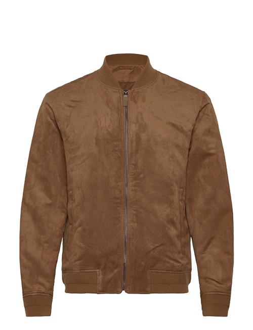 Suede-Effect Bomber Jacket Mango Brown