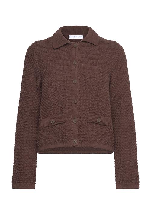 Polo-Neck Knitted Jacket Mango Brown