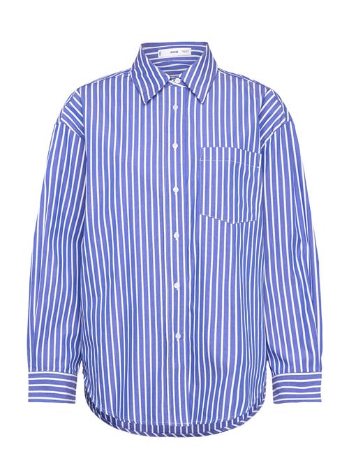 Combined Striped Shirt Mango Blue