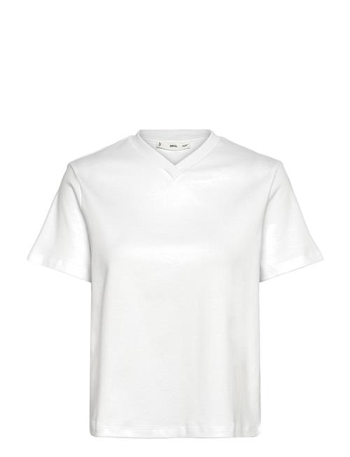 V-Neck Cotton T-Shirt Mango White