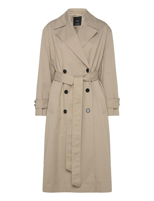 Long Over D Double-Breasted Trench Coat Mango Beige