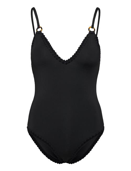 Nila V-Neck Crochet Trimmed Swimsuit Malina Black