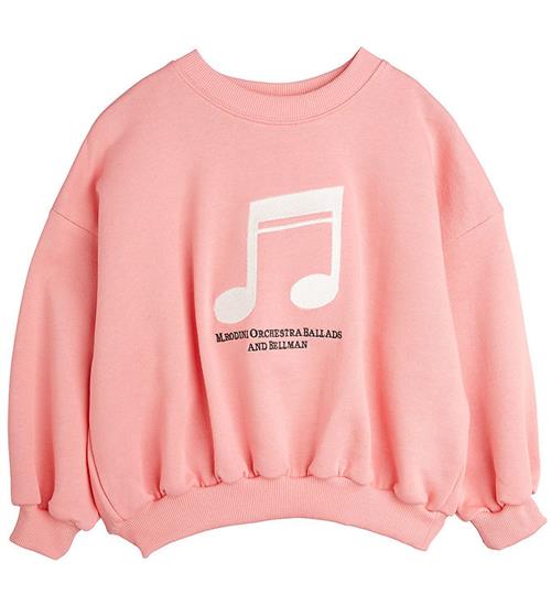 Mini Rodini Sweatshirt - Note - Rosa m. Hvid