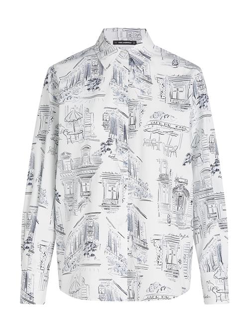 Karl Lagerfeld Bluse 'KL x Jorge Parra'  mørkeblå / sort / hvid