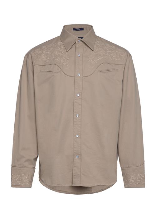 D2-Rel Dahlia Emb Shirt Town GANT Beige