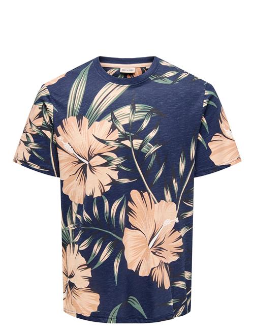 Onsklop Reg Ss Floral Tee Noos ONLY & SONS Navy