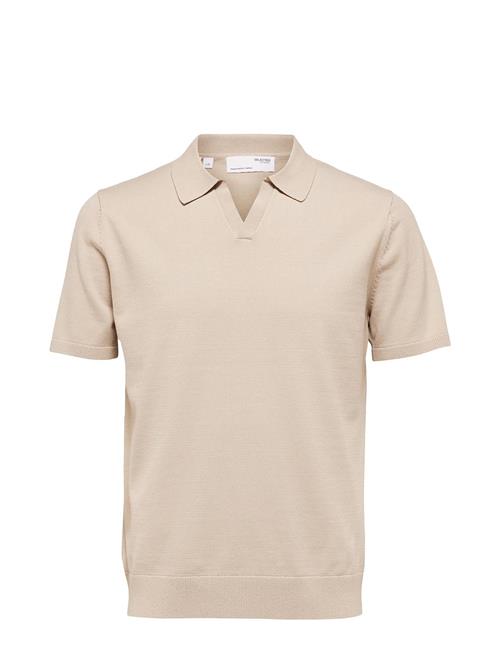 Slhteller Ss Knit Polo Selected Homme Grey
