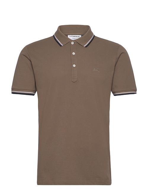 Polo Shirt With Contrast Piping Lindbergh Brown