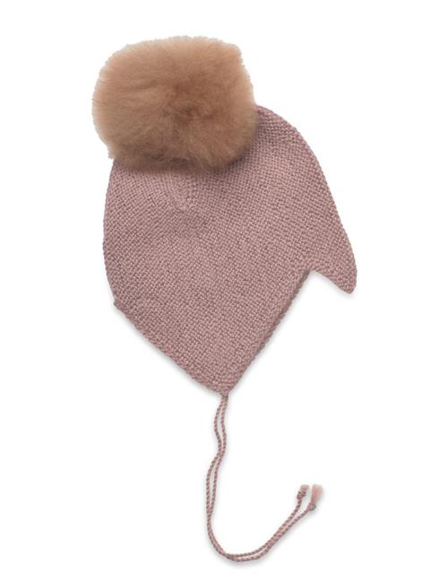 Bonnet Wool Knit Alpaca Pompom Huttelihut Pink