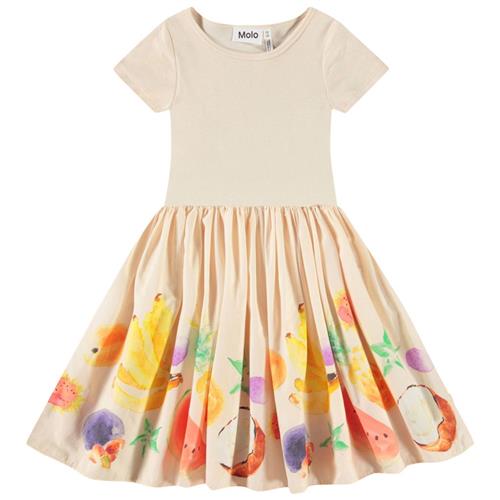 Molo Cissa Short-Sleeved Dress Dancing Fruits 122/128 cm  Beige  122/128 cm  kvinde