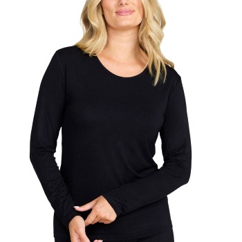 Damella Bamboo Long Sleeve Top Sort Bambus Medium Dame