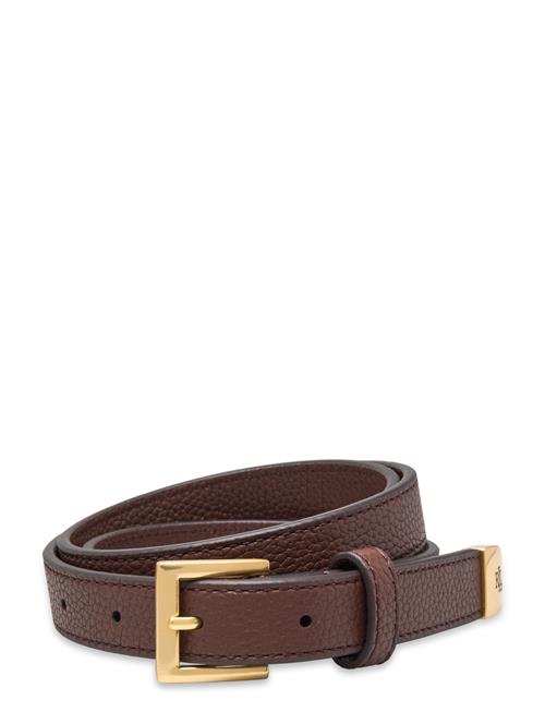 Pebbled Leather Skinny Belt Lauren Ralph Lauren Brown