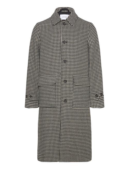 Maximilian Houndstooth Wool Coat Les Deux Black