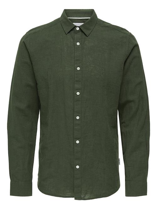 Onscaiden Life Ls Solid Linen Shirt Noos ONLY & SONS Green