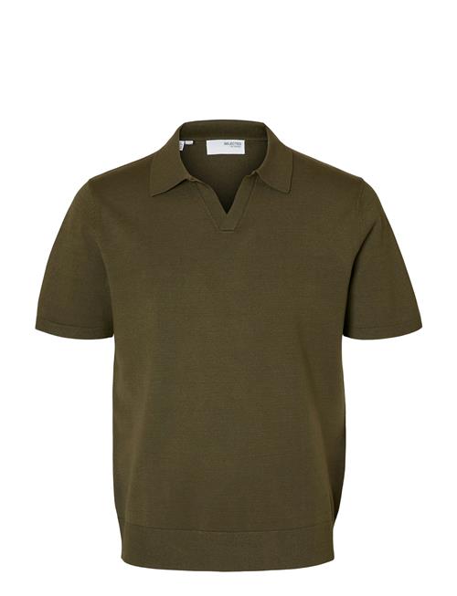 Se Slhteller Ss Knit Polo Selected Homme Green ved Booztlet