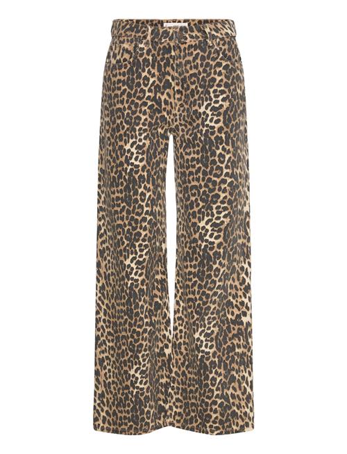 High-Waisted Straight-Fit Jeans With Leopard Print Mango Brown