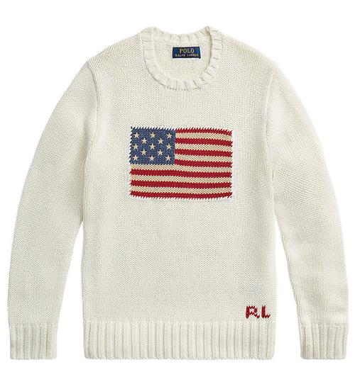 Polo Ralph Lauren Bluse - Strik - Flag - Hvid