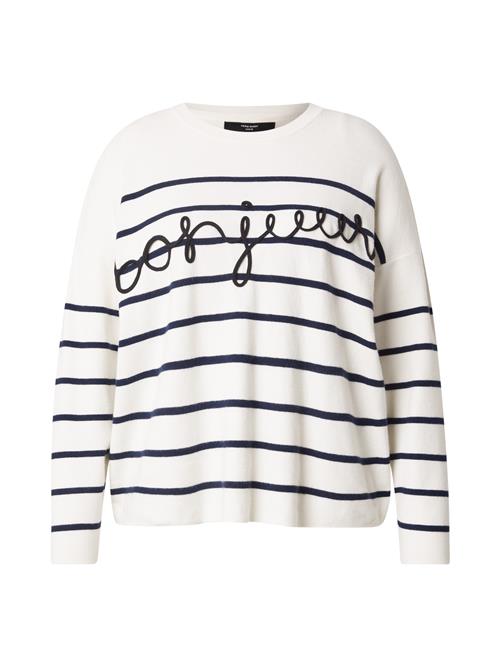 Se Vero Moda Curve Pullover 'VMCaria Bonjour'  ecru / navy / sort ved About You