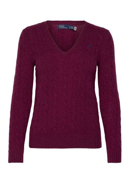 Cable-Knit Wool-Cashmere V-Neck Sweater Polo Ralph Lauren Burgundy