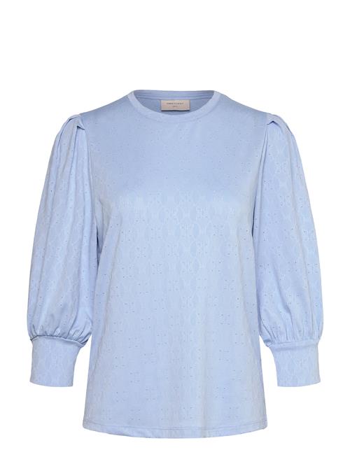 Blouse From Freequent In A Soft And Stretchy Fabric With A Lovely Hole Pattern. FREE/QUENT Blue