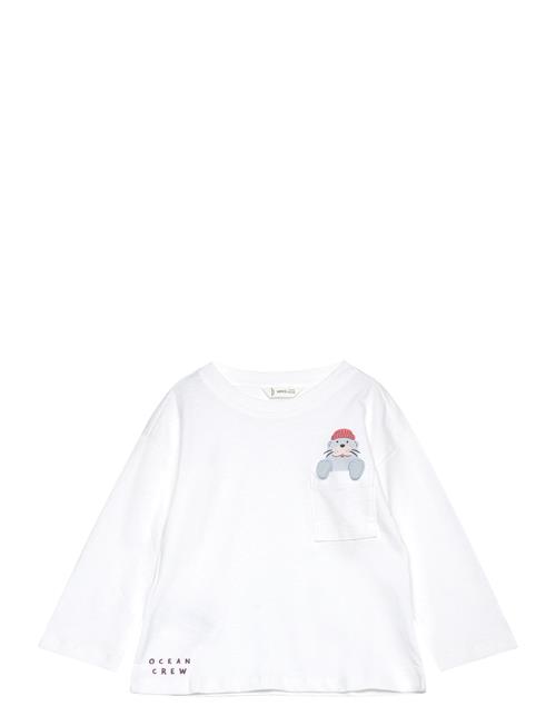 Embroidered Detail Cotton T-Shirt Mango White