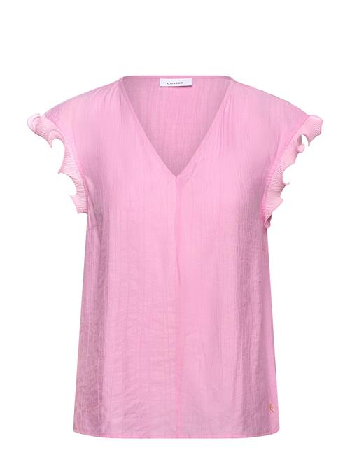 Top With Ruffles In V-Neck Coster Copenhagen Pink