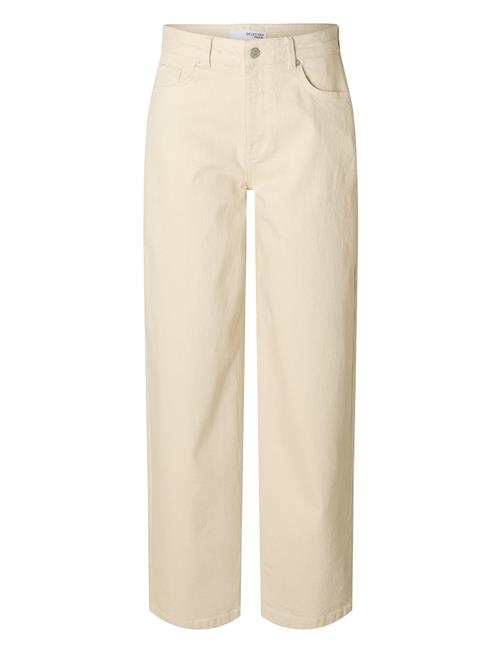 Slfalice Mw Barrel Ecru Jeans Selected Femme Beige