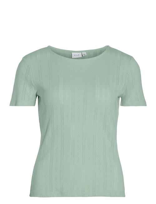 Vikassie S/S Pointelle Top - Noos Vila Green