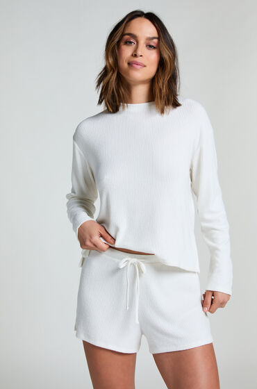 Hunkemöller Ribstrikkede shorts Hvid