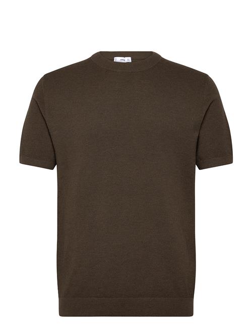 Cotton Fine-Knit T-Shirt Mango Brown