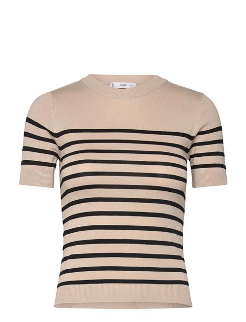 Striped Short-Sleeved Sweater Mango Brown