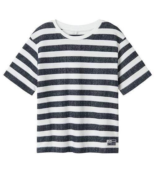 Se Name It T-shirt - NkmFerm - Bright White/Navy Blazer ved KidsWorld