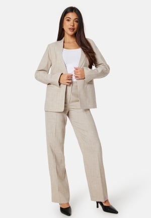 BUBBLEROOM High Waist Melange Suit Pants  Beige melange 46