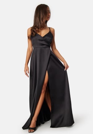 Bubbleroom Occasion Satin strap Gown Black 44