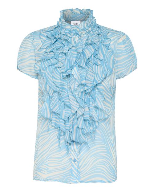 SAINT TROPEZ Bluse 'Lilja'  aqua / hvid