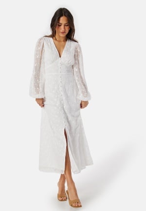 Bubbleroom Occasion Embroidered Midi Dress White 32