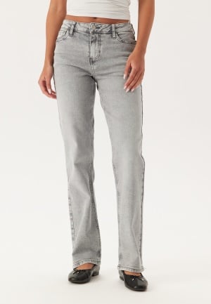 Se Pieces Pckelly Mw Straight Jeans Lg Light Grey Denim 33/32 ved Bubbleroom