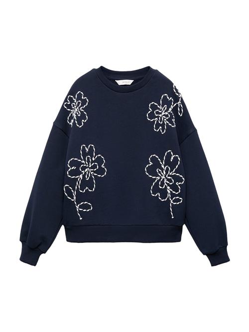 Se MANGO KIDS Sweatshirt 'TREBOL'  mørkeblå / hvid ved About You