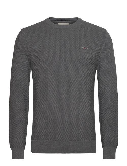 Cotton Micro Textured C-Neck GANT Grey