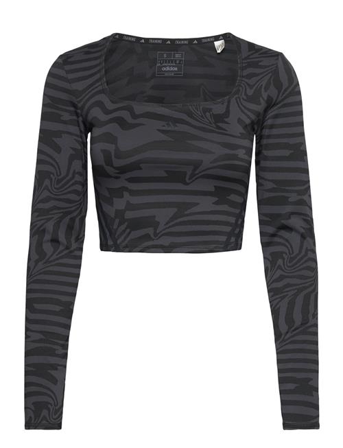 Trainicons Training Jacquard Crop Long-Sleeve Top Adidas Performance Black