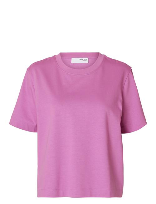 Slfessential Ss Boxy Tee Noos Selected Femme Pink