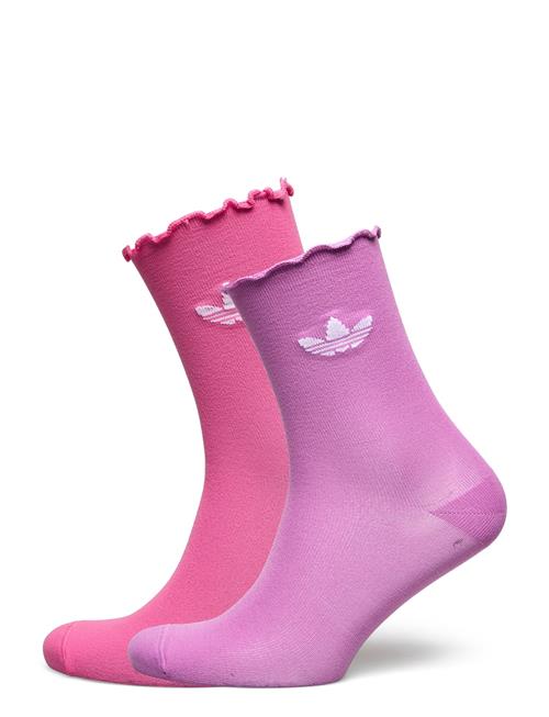 Semi Sheer Ruffle Crew Sock 2 Pair Pack Adidas Originals Pink