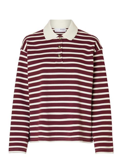 Slfwada Ls Stripe Collar Top Selected Femme Burgundy