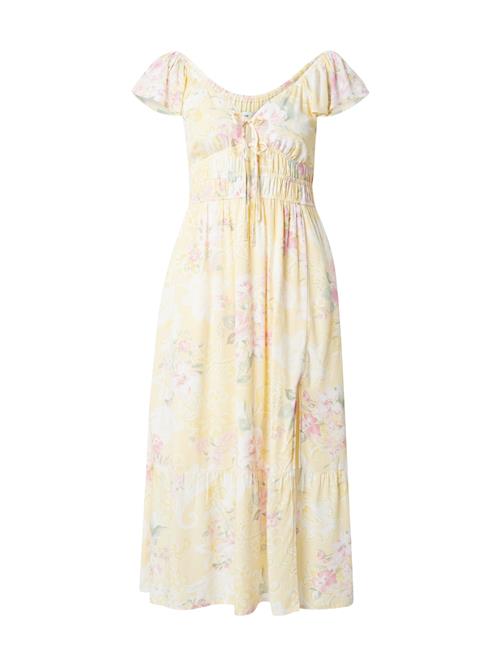 HOLLISTER Sommerkjole 'EMEA'  pastelgul / kiwi / lyserød / hvid