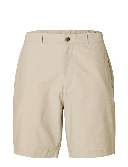 Slhregular-Karl Seersucker Shorts Selected Homme Beige
