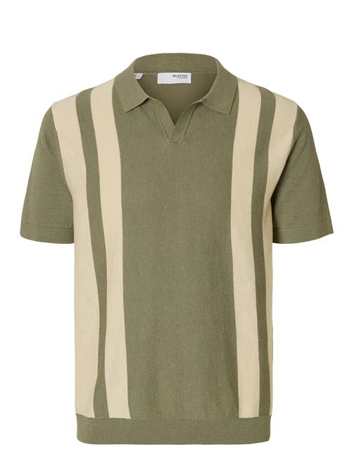 Slhmattis Ss Linen Blend Open Polo Noos Selected Homme Green