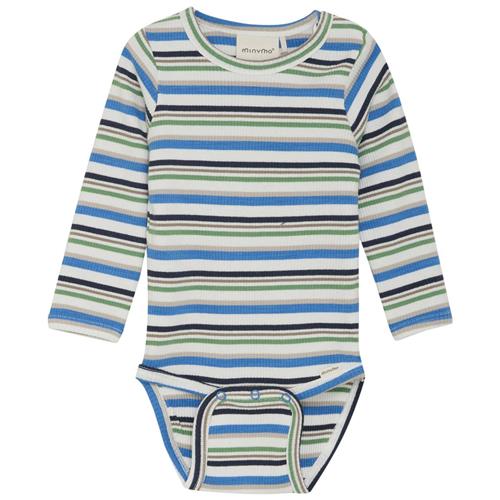 Minymo Ribbet Baby Body Regatta 62 cm  Blå  62 cm  mand
