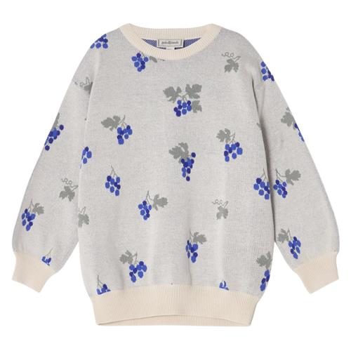 garbo&friends Strikket Sweatshirt Grapes Ecru 98/104 cm  Hvid  98/104 cm  Unisex