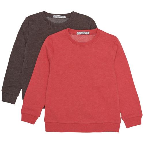 Minymo 2-pak Sweatshirt Tomato Puree 98 cm  Rød  98 cm  Unisex