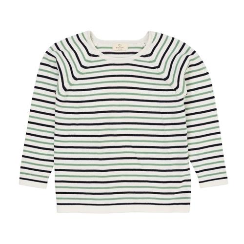Copenhagen Colors GOTS Tynd Strikket Sweater Cream Navy Green 116 cm  Beige  116 cm  Unisex